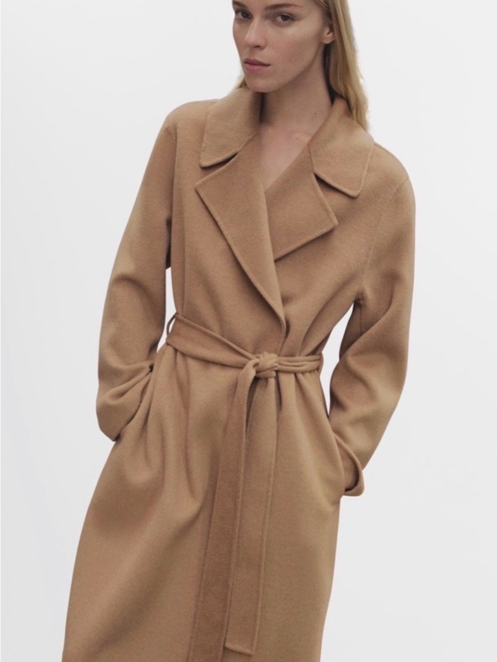 Mango Camel Belted Trench Coat